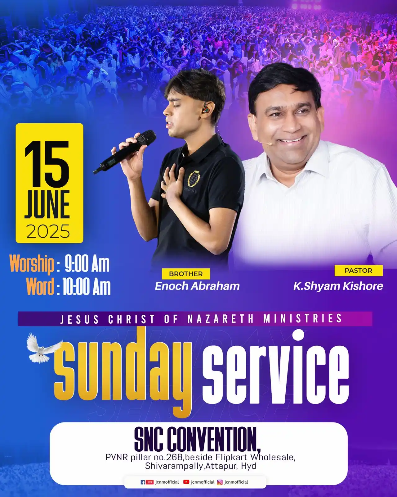 Image from JCNM Official: Join us this Sunday for powerful worship, an inspiring message. Come a...