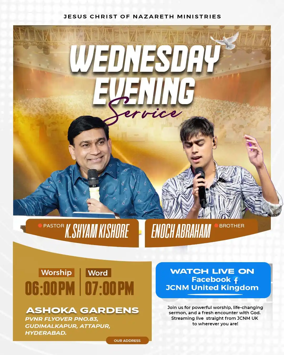 Image from JCNM Official: Join us today evening for Wednesday Evening Service. Let’s have a time...