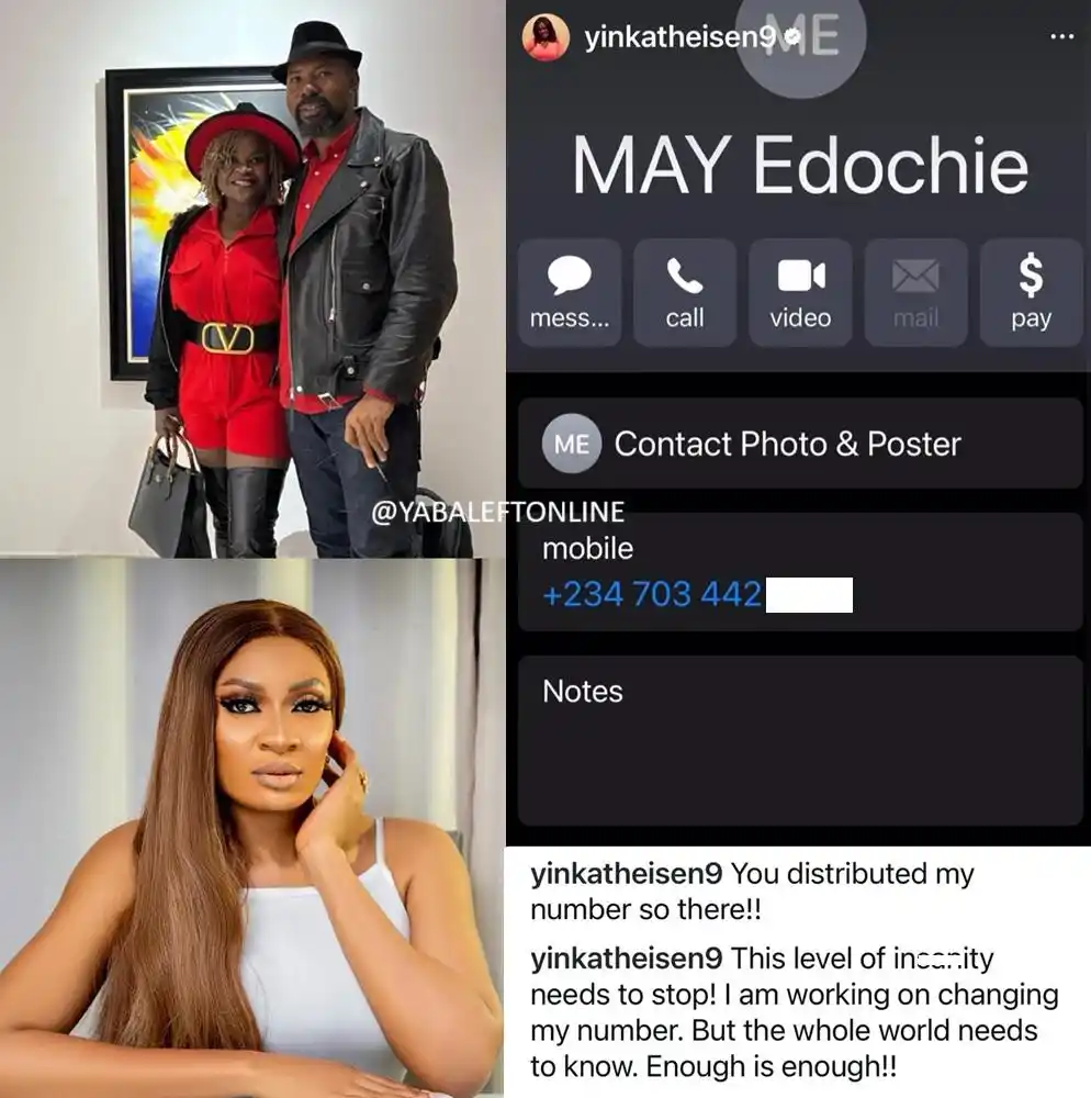Image from YabaLeftOnline Media: Linc Edochie’s wife shares May Edochie’s personal number online, accus...