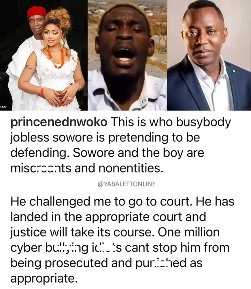 Image from YabaLeftOnline Media: Ned Nwoko reacts after Omoyele Sowore criticized him for arresting a T...