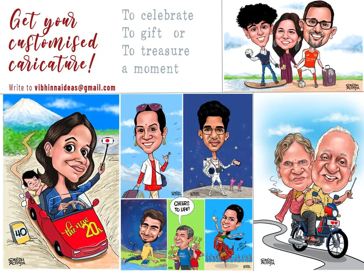 Image from Cartoonist Satish Acharya: Open to take commissioned caricature orders for the month of July. Car...