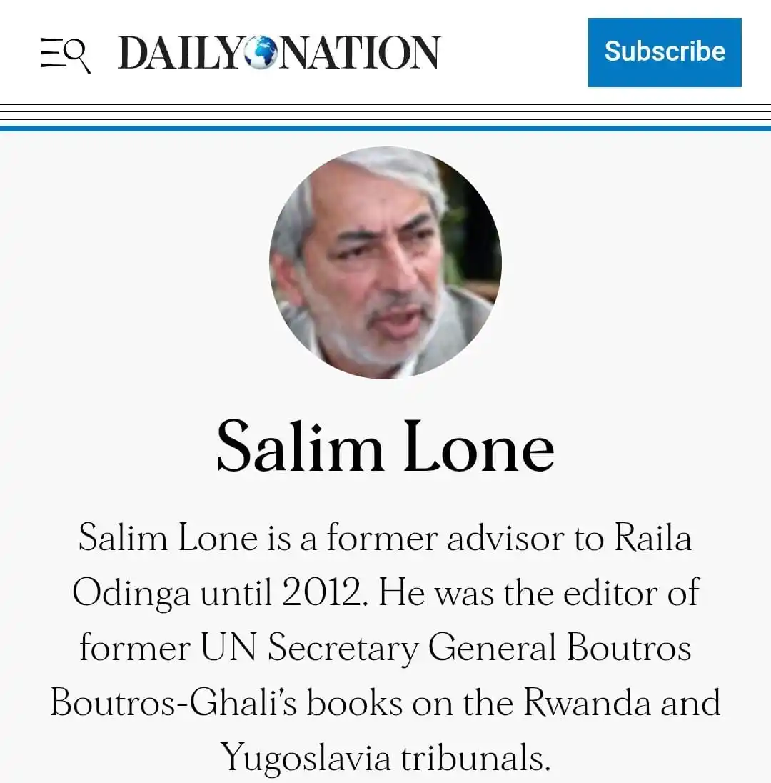 Image from KENYA ON WATCH 🇰🇪: Salim Lone is a columnist for Daily Nation in his native Kenya, to whi...