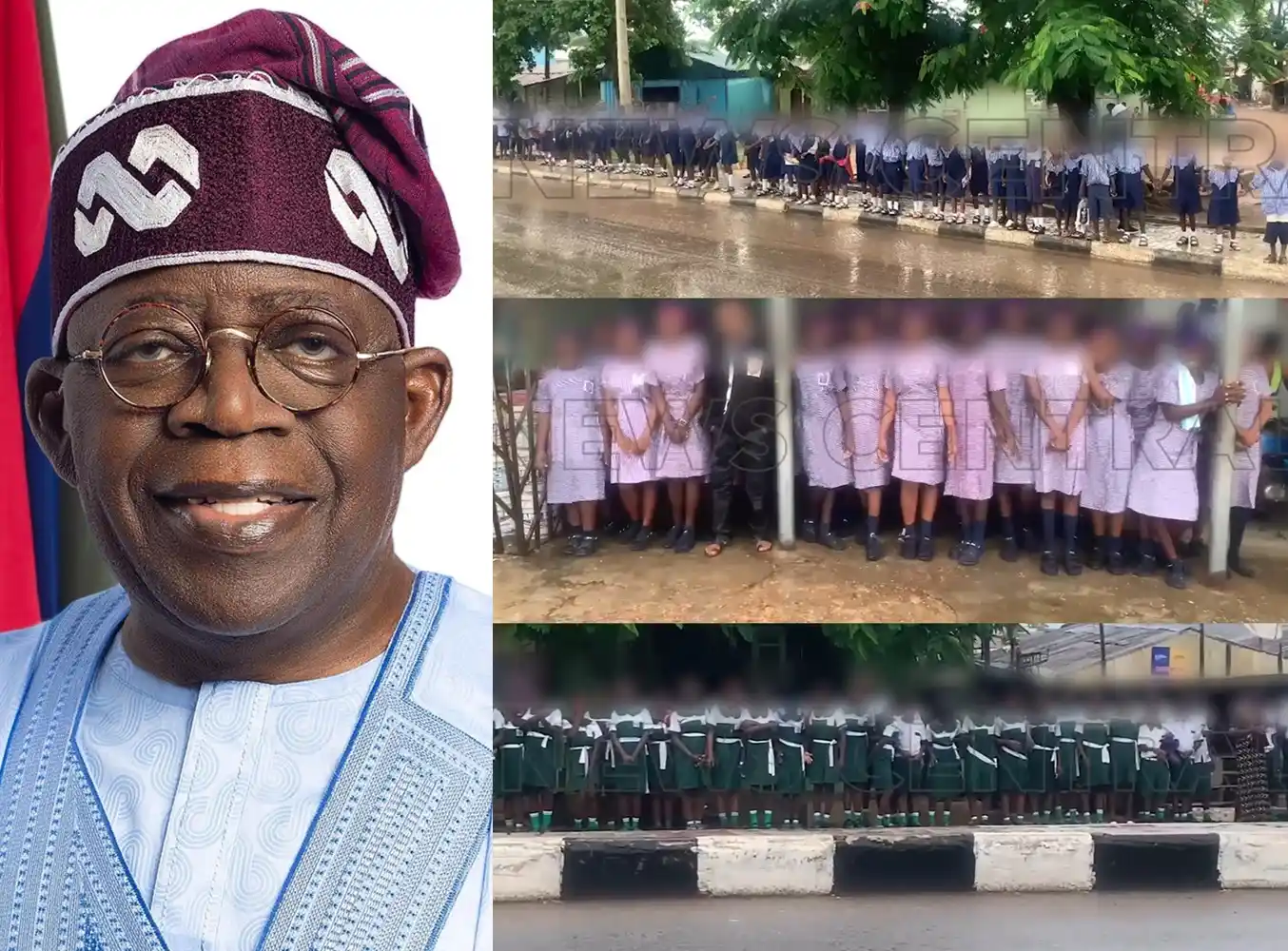 Image from YabaLeftOnline Media: Students reportedly instructed to line the streets of Markurdi, Benue,...