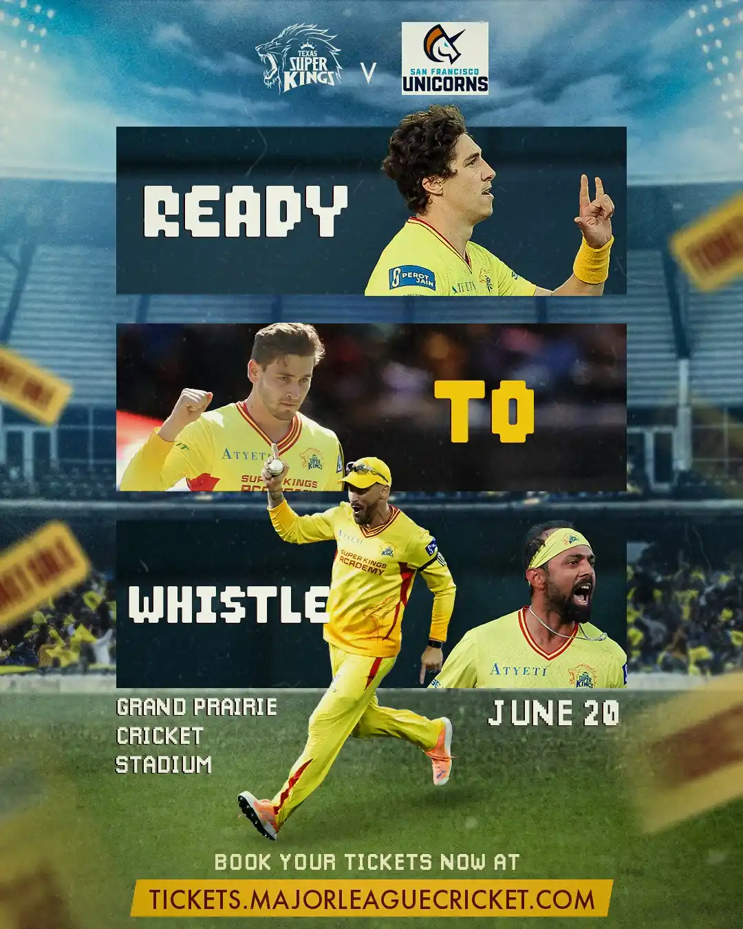 Image from Texas Super Kings: Super Kings land in Dallas this Friday! 🥳💛  Book your tickets now! �...