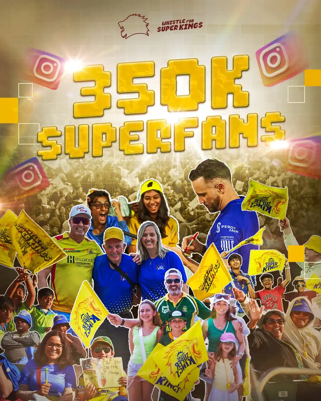 Image from Texas Super Kings: Superfam = Super 350K! 💥💛  Because of your love, we keep roaring lou...