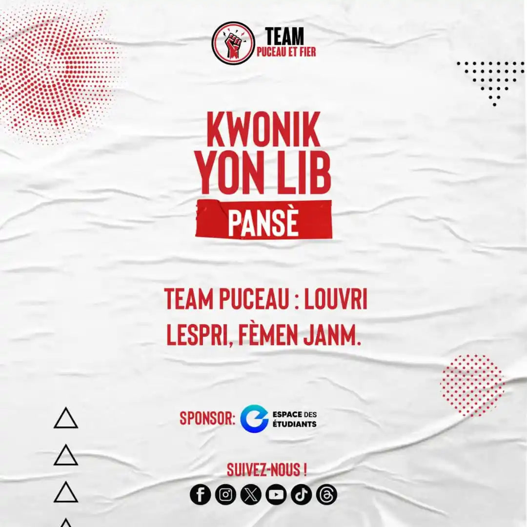 Image from Espace des Étudiants (EE) 🎊💡📚🕯: 🧠 Team Puceau  “Louvri Lespri, Fèmen Janm”  ✊ Ki sa nou ye?  Team Puc...