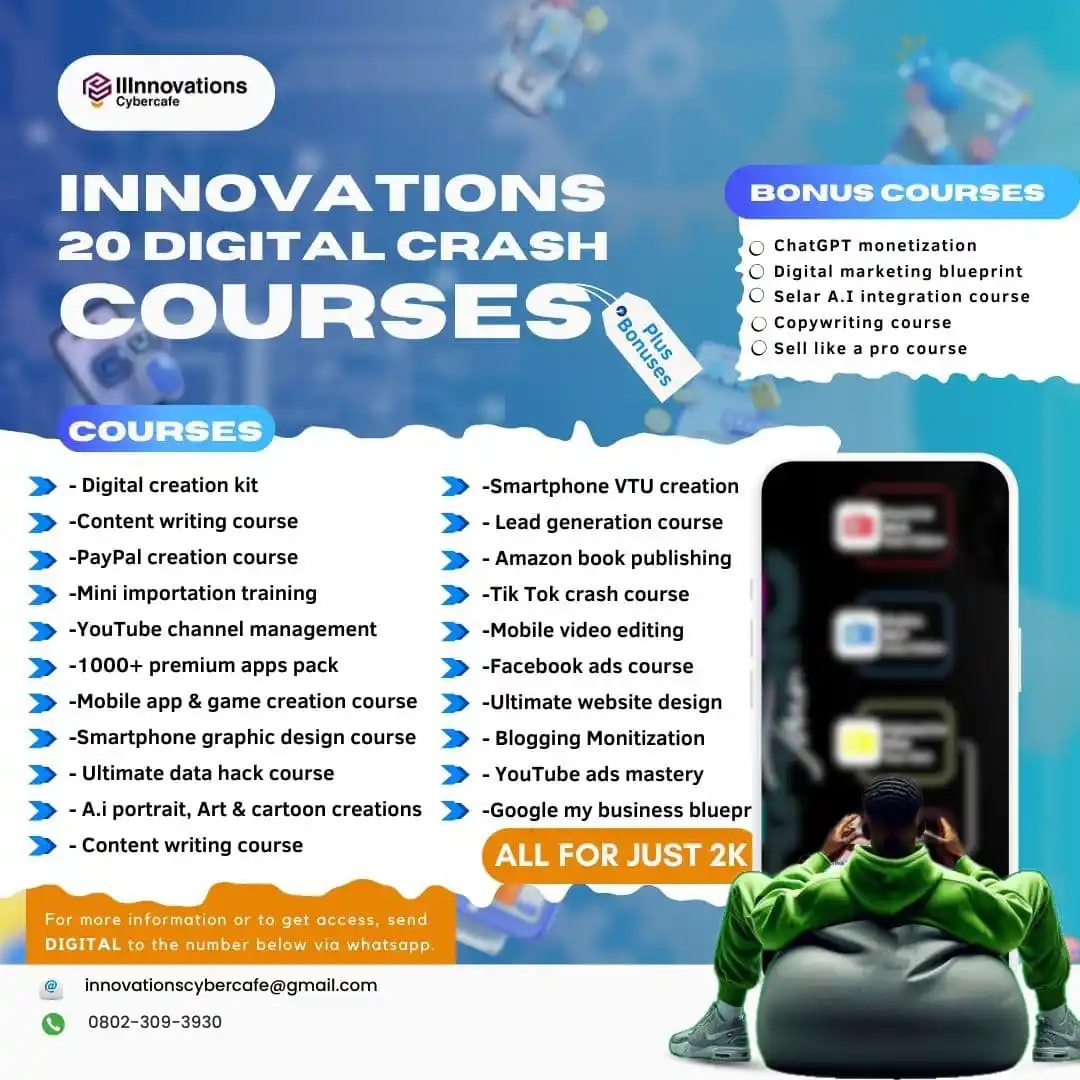 Image from INNOVATIONS CYBERCAFE: 🚀 20 HOT DIGITAL SKILLS FOR JUST 2K?! 🤯🔥 Yes, you read that right!...