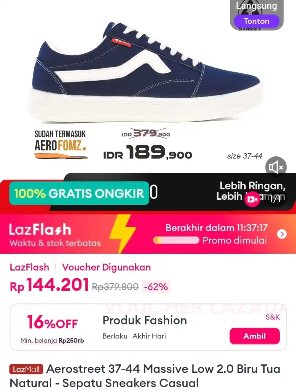 Image from Info Garapan Promo Indomaret Alfamart Racun Shopee Lazada Tokopedia Blibli Tiktok Superin Gojek Grab: Aerostreet 37-44 Massive Low 2.0 Biru Tua Natural - Sepatu Sneakers Ca...