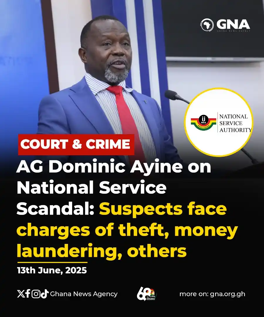 Image from Ghana News Agency: AG Dominic Ayine on National Service Scandal: Suspects face charges of...