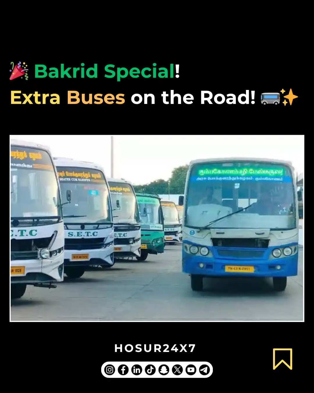 Image from HOSUR24X7 -OFFICIAL: 🎉 Bakrid Special! Extra Buses on the Road! 🚌✨ In celebration of Bak...