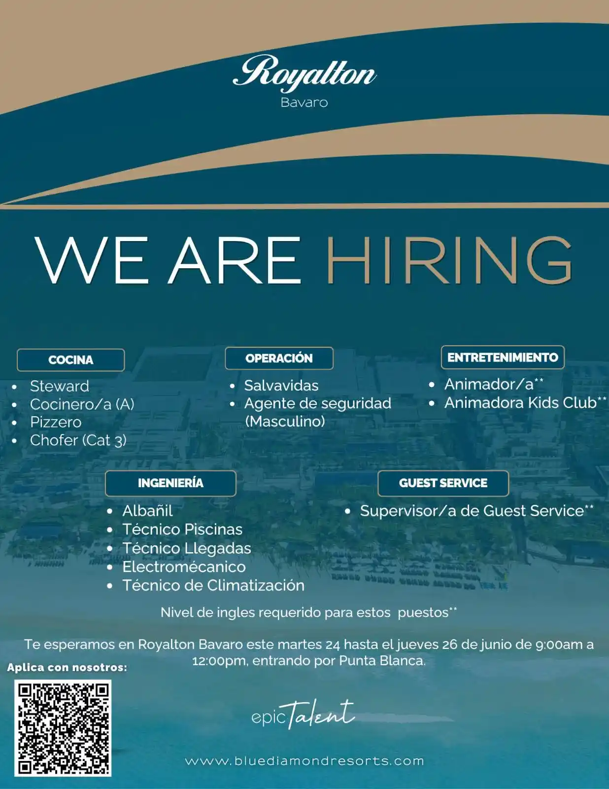 Image from Disi Mota Publicidad Empleos: Buenas noche, En Royalton Bávaro tenemos jornada de entrevistas el mar...