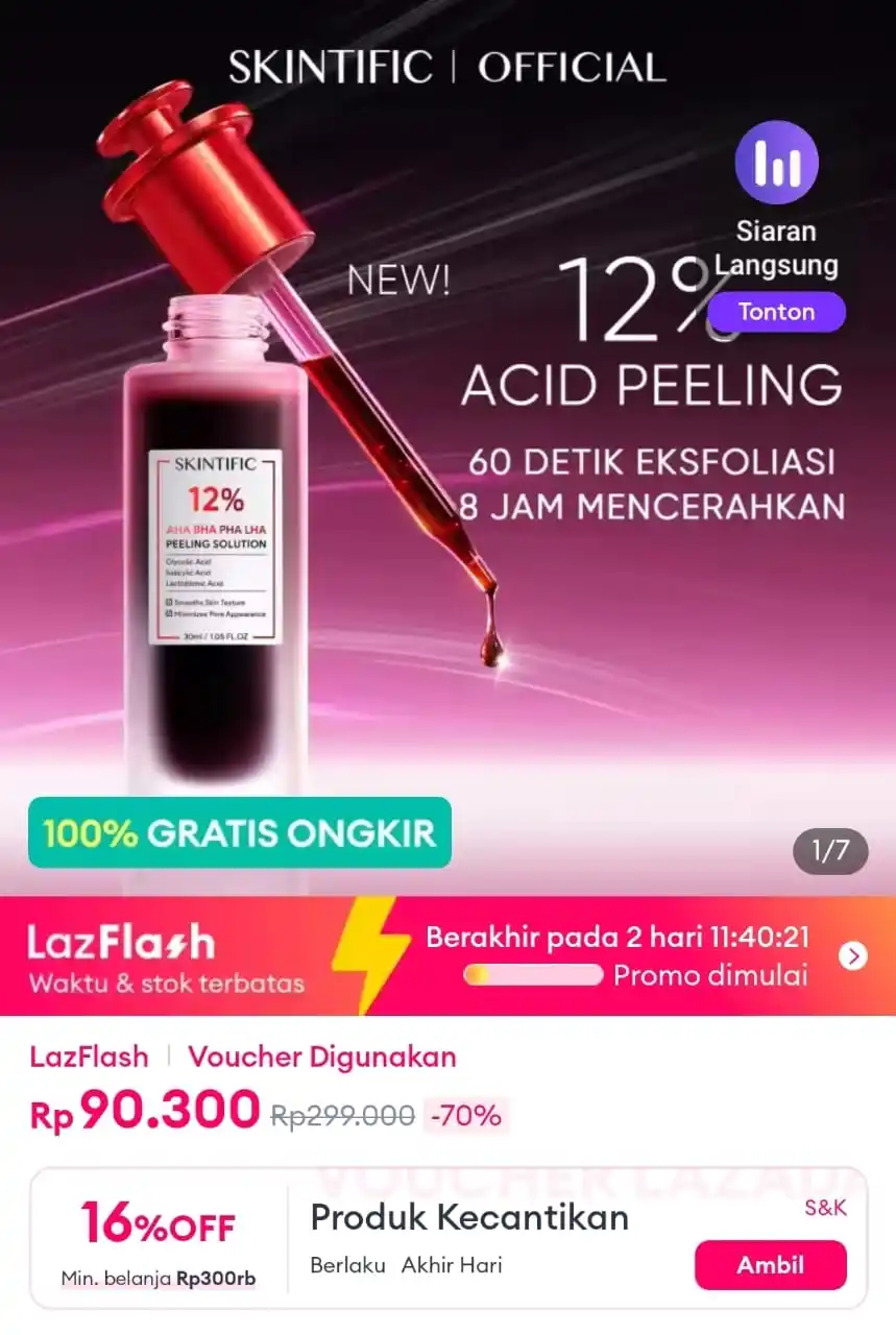 Image from Info Garapan Promo Indomaret Alfamart Racun Shopee Lazada Tokopedia Blibli Tiktok Superin Gojek Grab: 【Coins Discount】SKINTIFIC 12% AHA BHA PHA LHA PEELING SOLUTION https:/...