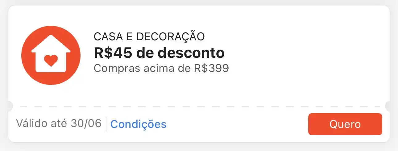 Image from Achadinhos: 🚨 CUPOM SHOPEE 🚨 🏷️ *R$45 OFF em compras acima de R$399* 🏠 *Vál...