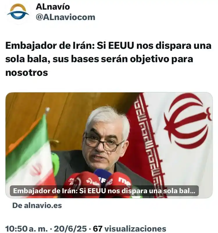 Image from Noticias de Venezuela: (EFE).- El embajador de Irán en España, Reza Zabib, aseguró que si los...