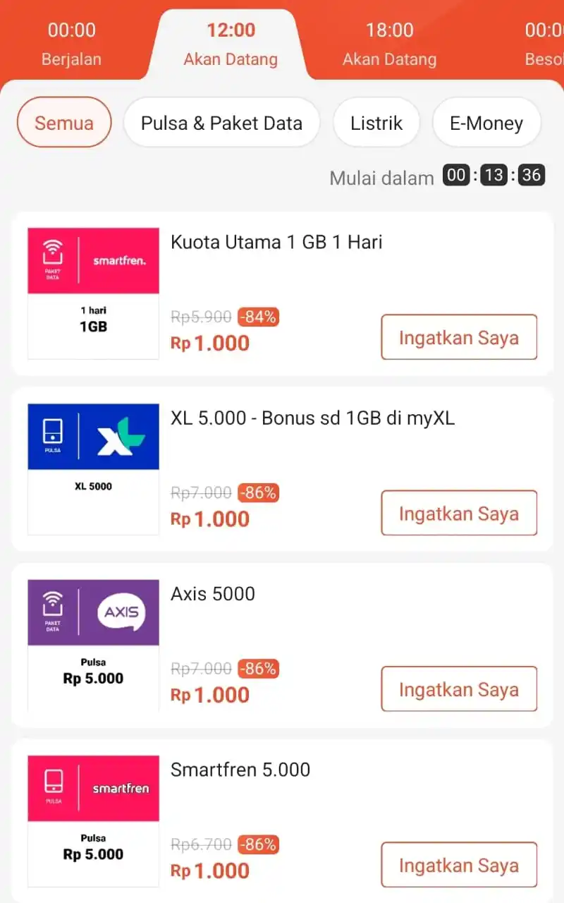 Image from Info Garapan Promo Indomaret Alfamart Racun Shopee Lazada Tokopedia Blibli Tiktok Superin Gojek Grab: Flash Sale Pulsa 1000 ⏰ 12 l 18 WIB Di aplikasi shopeepay https://app...