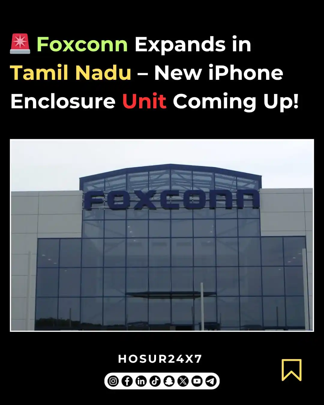 Image from HOSUR24X7 -OFFICIAL: 🚨 Foxconn Expands in Tamil Nadu – New iPhone Enclosure Unit Coming Up...