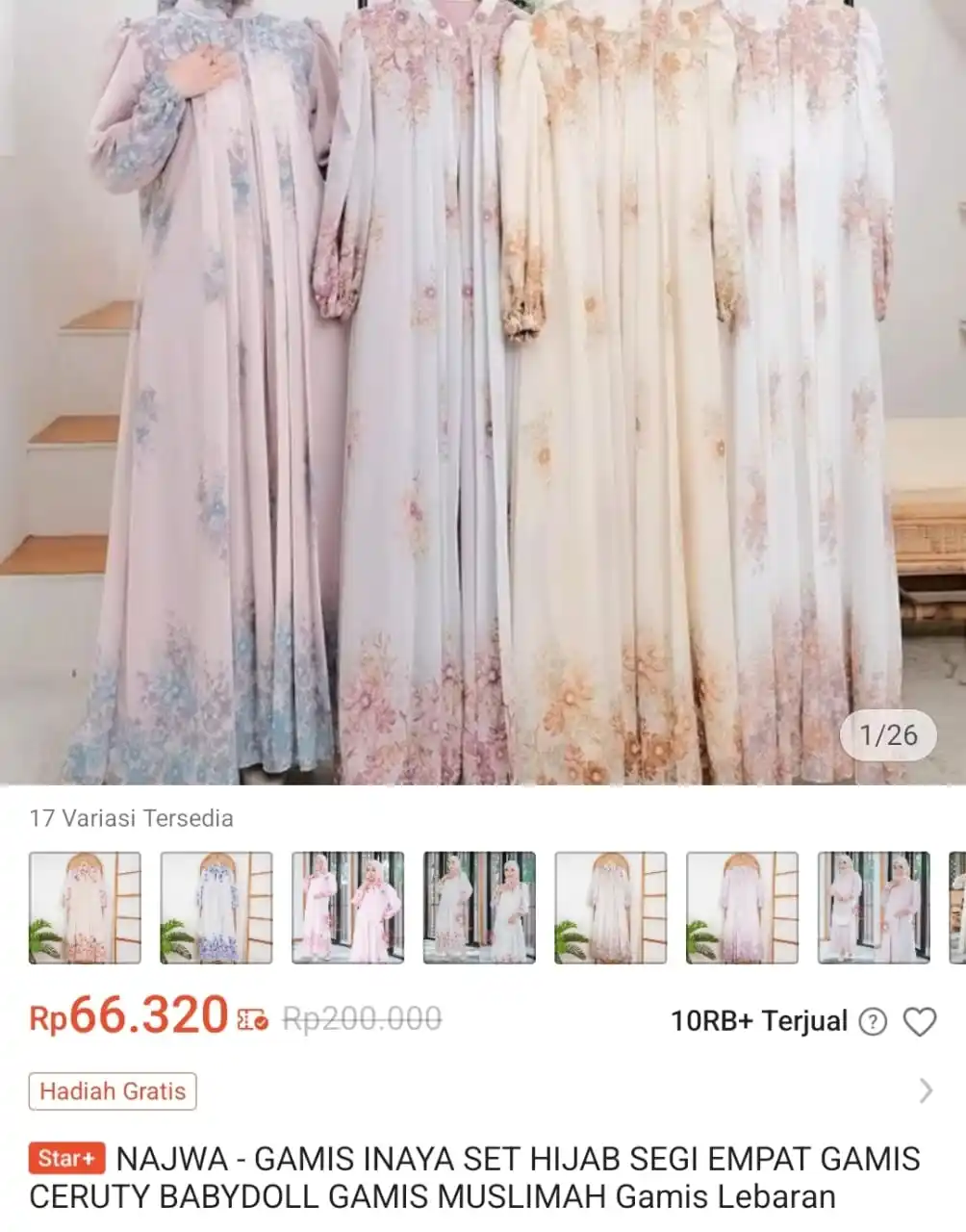 Image from Info Garapan Promo Indomaret Alfamart Racun Shopee Lazada Tokopedia Blibli Tiktok Superin Gojek Grab: GAMIS INAYA seharga Rp66.320. https://s.shopee.co.id/2qIykmzcKu?shar...