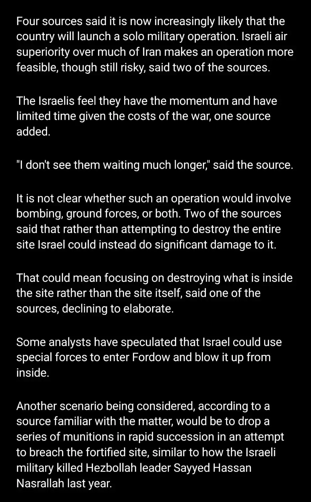 Image from Molotov News: 🚨🇮🇱🇮🇷 Cuatro fuentes dijeron que ahora es cada vez más probable q...