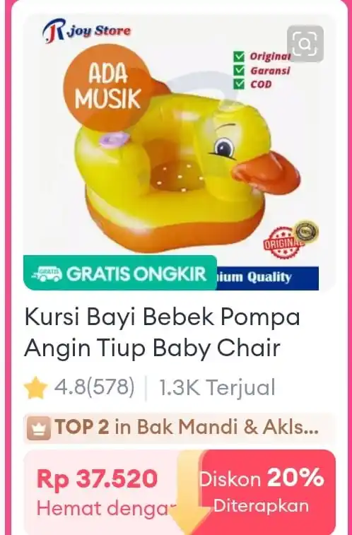 Image from Info Garapan Promo Indomaret Alfamart Racun Shopee Lazada Tokopedia Blibli Tiktok Superin Gojek Grab: Kursi Bayi Bebek Pompa Angin Tiup Baby Chair https://s.lazada.co.id/s....