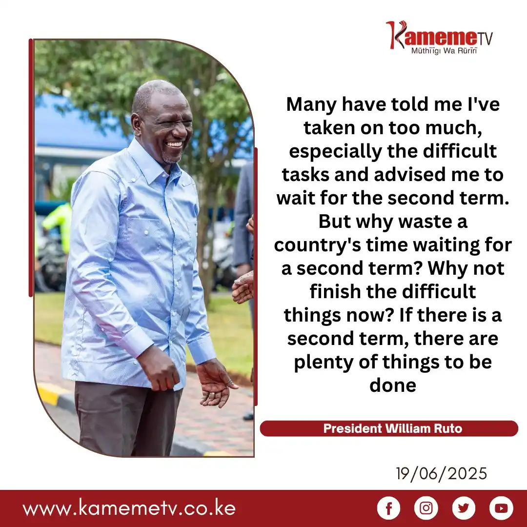 Image from Kameme Tv: "Kwi maundu maingi ngeka itiina ria keeri" - President Ruto...