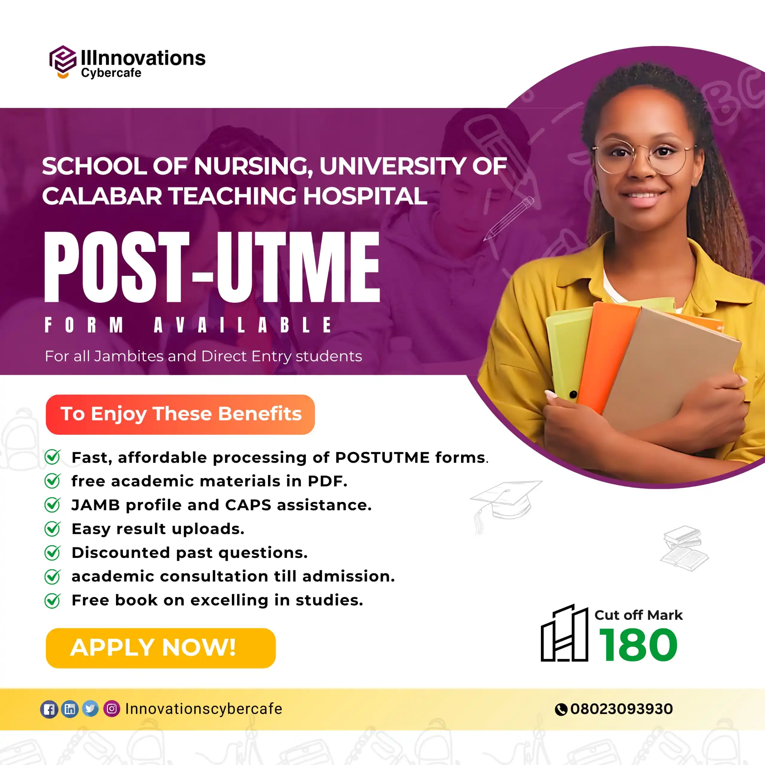 Image from INNOVATIONS CYBERCAFE: *NEW POSTUTME FORM RELEASE* 🔥🔥🔥🔥🔥 ```SCHOOL OF NURSING, UNICAL...