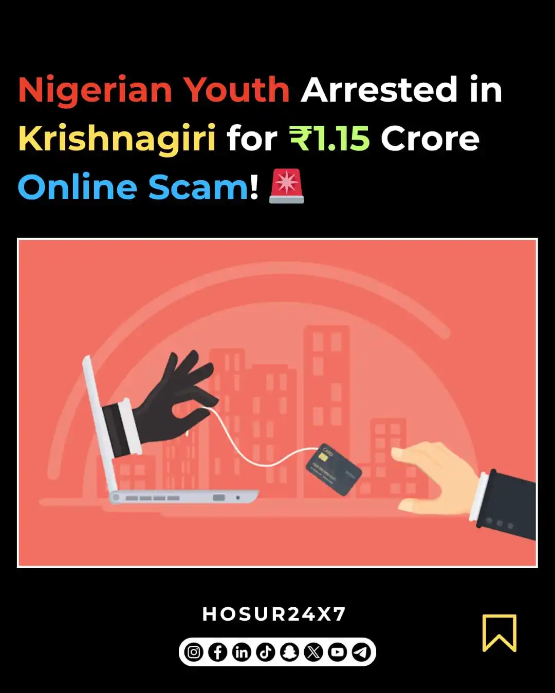 Image from HOSUR24X7 -OFFICIAL: Nigerian Youth Arrested in Krishnagiri for ₹1.15 Crore Online Scam!  I...
