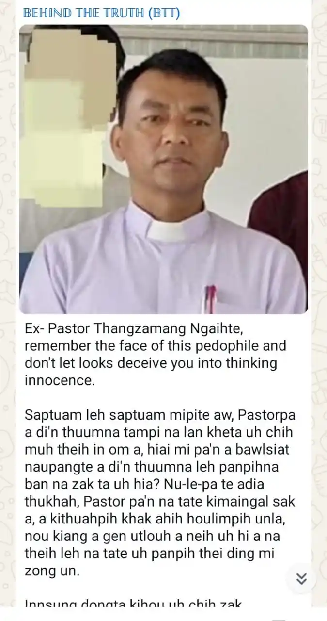 Image from KUKI UNITED: *Pastor mi raped pen police ten manta chithu kiza* Ex- Pastor Thangza...