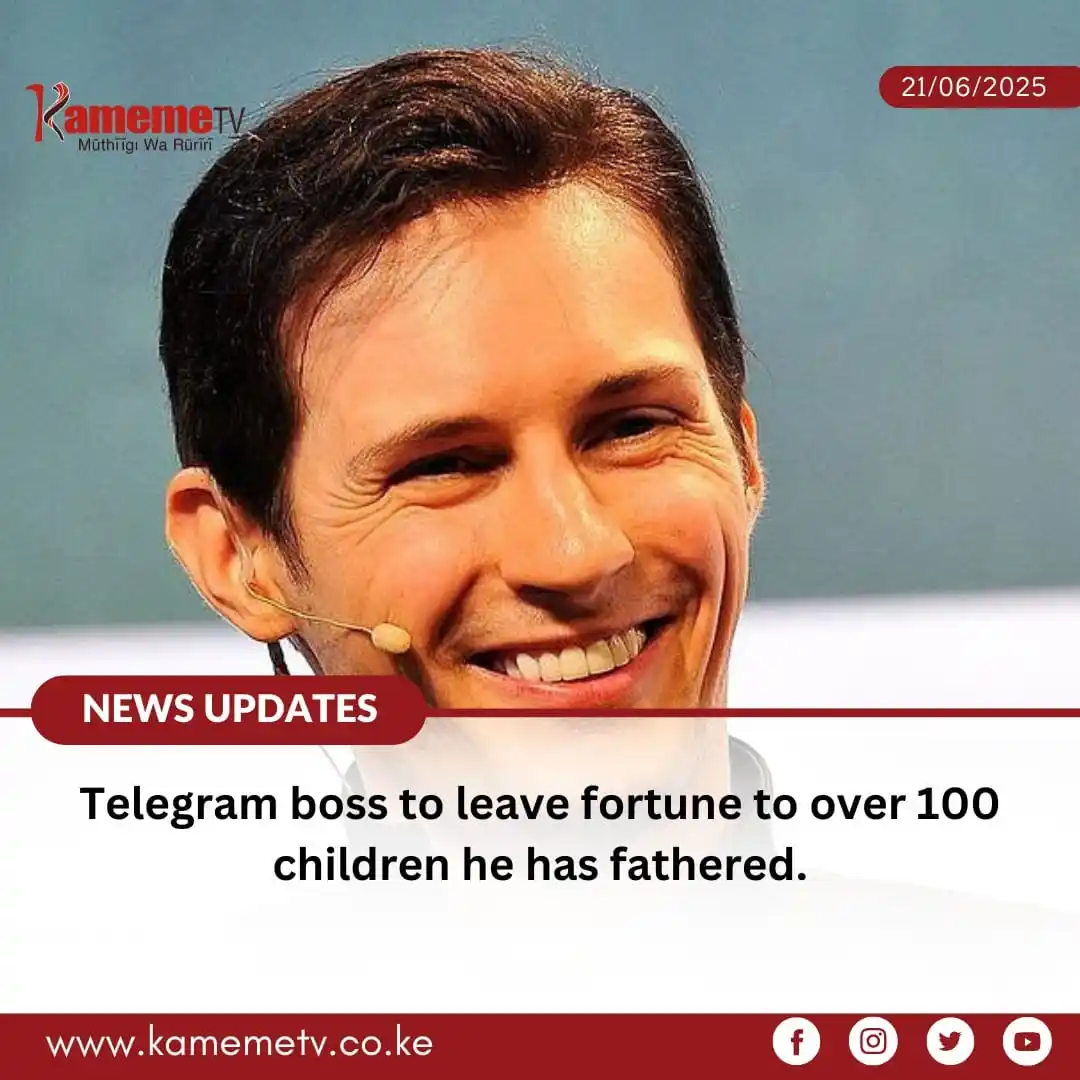 Image from Kameme Tv: Pavel Durov, mwambiriria wa Telegram app, augite ati agatiga utonga wa...