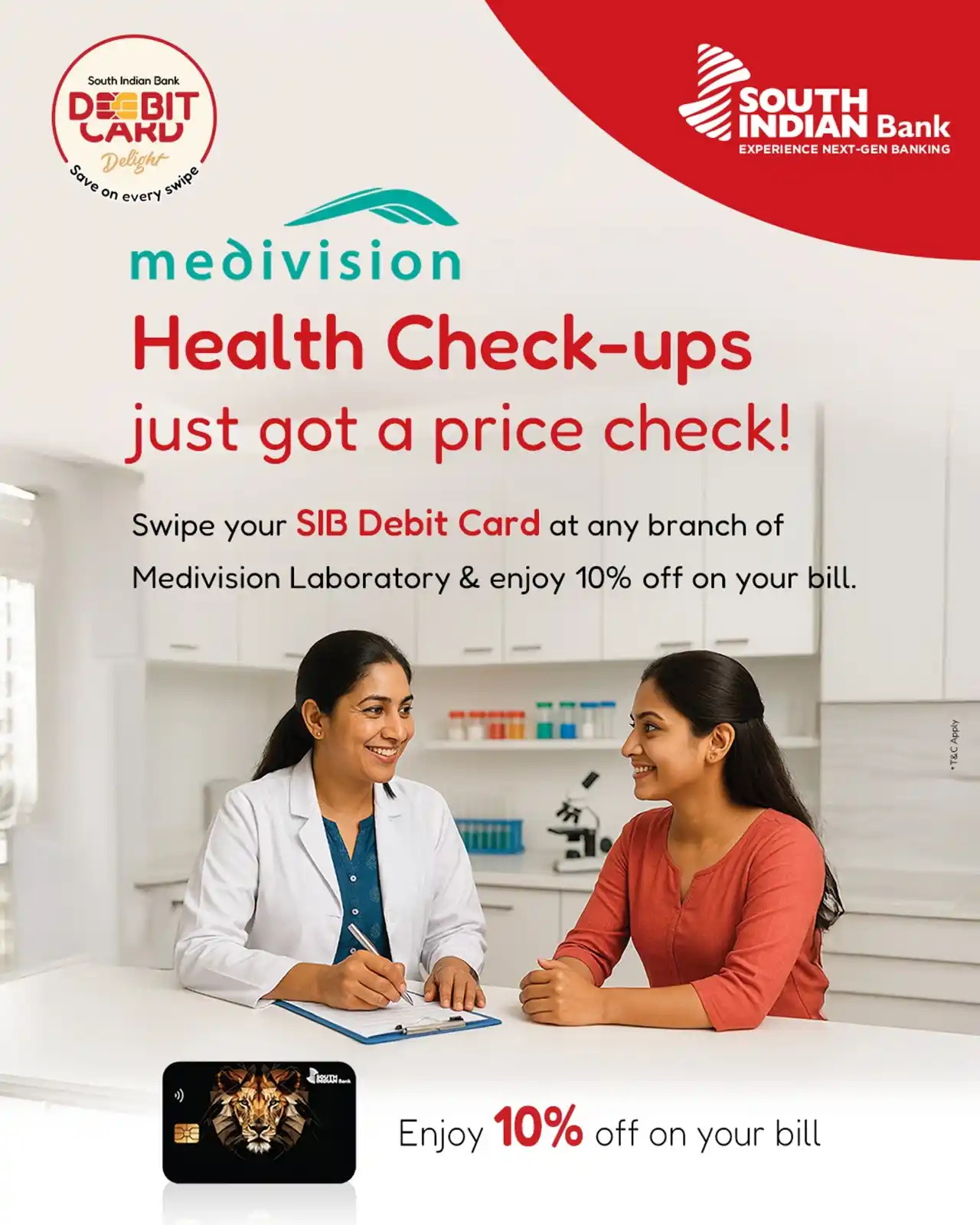 Image from South Indian Bank: Prioritize your health and your savings — enjoy 10% off on health chec...