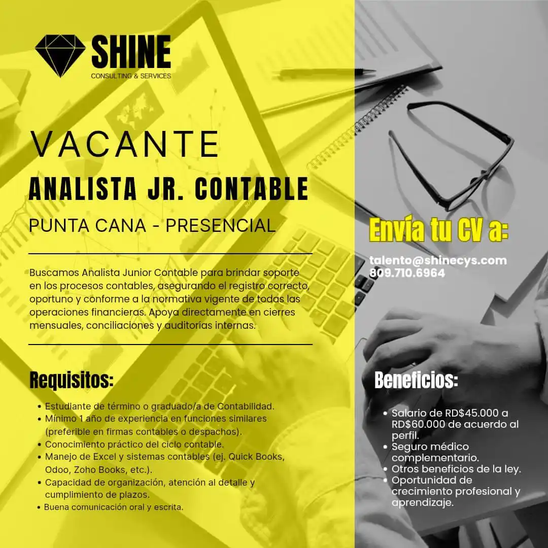 Image from Disi Mota Publicidad Empleos: Punta cana  Estamos en búsqueda de Analista Jr. de Contabilidad! Si co...