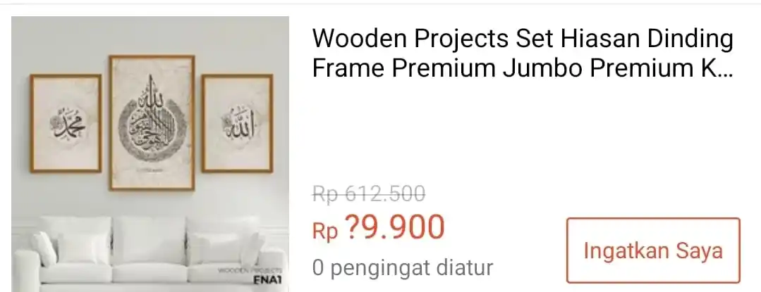 Image from Info Garapan Promo Indomaret Alfamart Racun Shopee Lazada Tokopedia Blibli Tiktok Superin Gojek Grab: Rp29.900 ⏰18:00 WIB   Wooden Projects Set Hiasan Dinding Frame Premium...