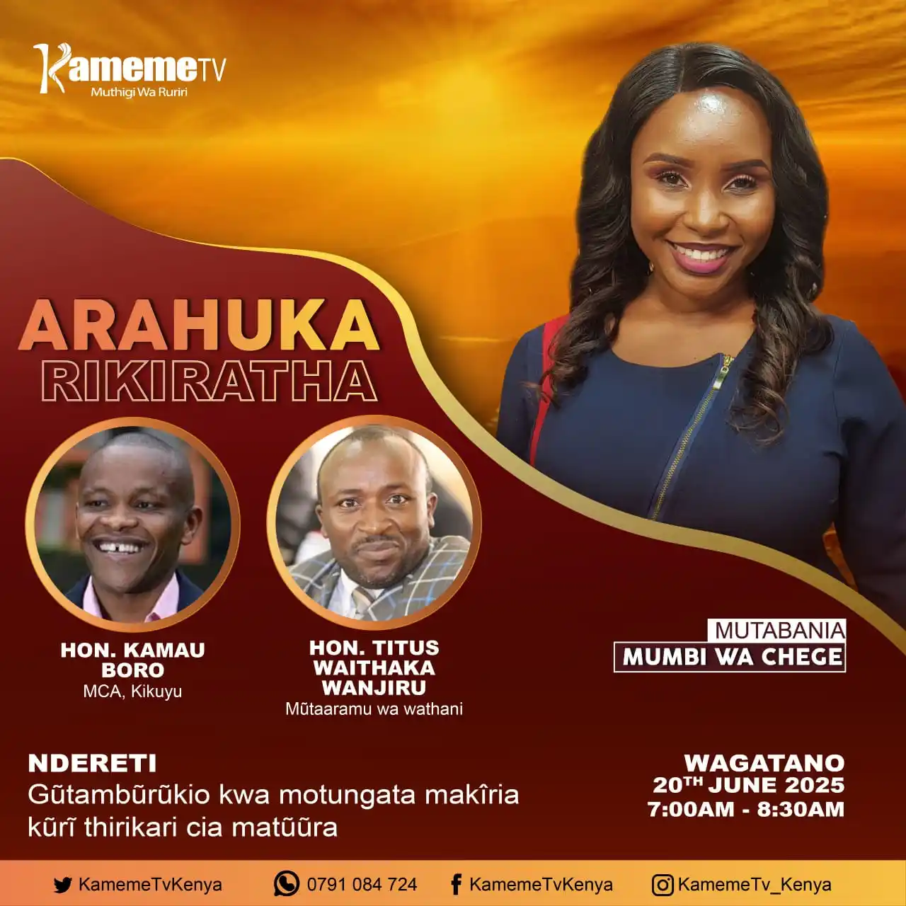 Image from Kameme Tv: 🔥 RUCIU, TABARIRA-INI YA  ARAHUKA RIKIRATHA! 🔥 Wiharirie kunyitanira...