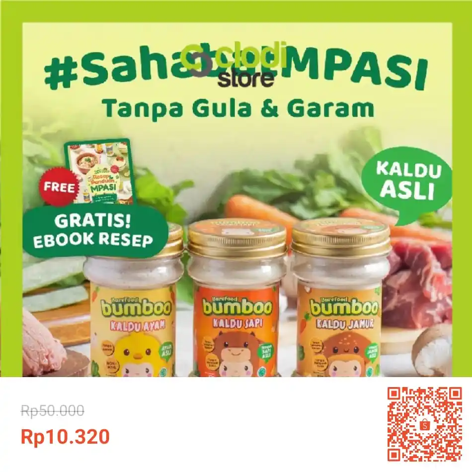 Image from Info Garapan Promo Indomaret Alfamart Racun Shopee Lazada Tokopedia Blibli Tiktok Superin Gojek Grab: Temukan BUMBOO Kaldu Asli Bumbu Bunda BB Booster Kaldu Anak MPASI No M...