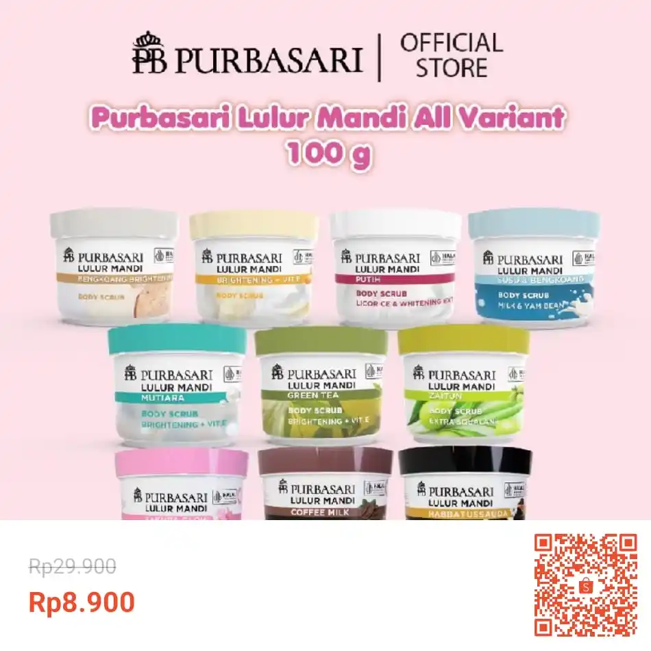 Image from Info Garapan Promo Indomaret Alfamart Racun Shopee Lazada Tokopedia Blibli Tiktok Superin Gojek Grab: Temukan [Lebih Murah] Purbasari Lulur Mandi 100gr / Body Scrub - Mence...