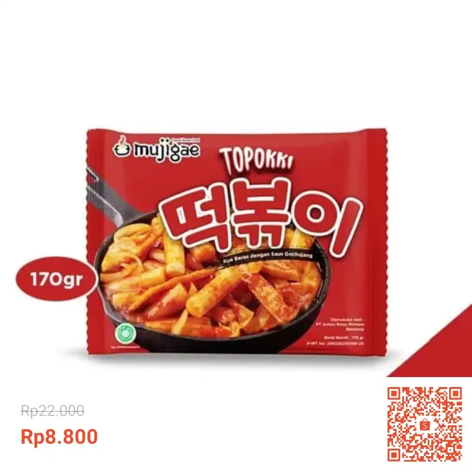 Image from Info Garapan Promo Indomaret Alfamart Racun Shopee Lazada Tokopedia Blibli Tiktok Superin Gojek Grab: Temukan Mujigae By Wonhae Topokki 170gr Halal Pedas seharga Rp8.800. D...