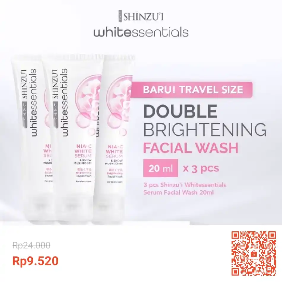 Image from Info Garapan Promo Indomaret Alfamart Racun Shopee Lazada Tokopedia Blibli Tiktok Superin Gojek Grab: Temukan Shinzui WHITEssentials Double Brightening Facial Wash Snow Mus...