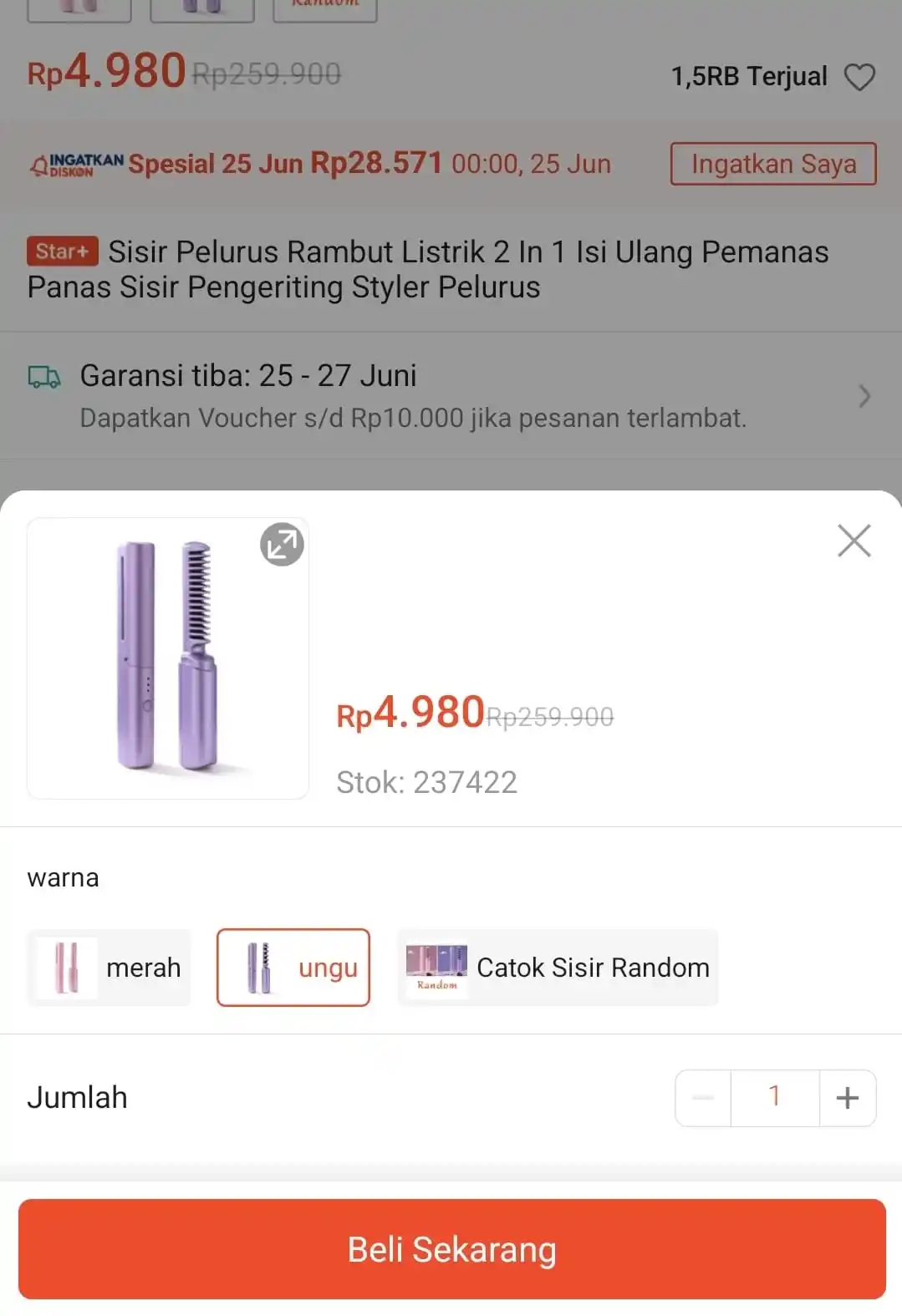 Image from Info Garapan Promo Indomaret Alfamart Racun Shopee Lazada Tokopedia Blibli Tiktok Superin Gojek Grab: Temukan Sisir Pelurus Rambut Listrik 2 In 1 Isi Ulang Pemanas Panas Si...