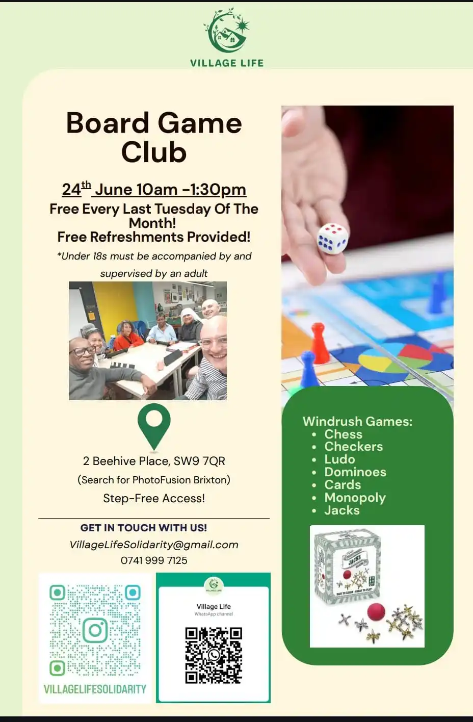 Image from Village Life: *Tues 24th June: 10am - 1:30pm* _2 Beehive Place, SW9 7QR_  *Windrush ...