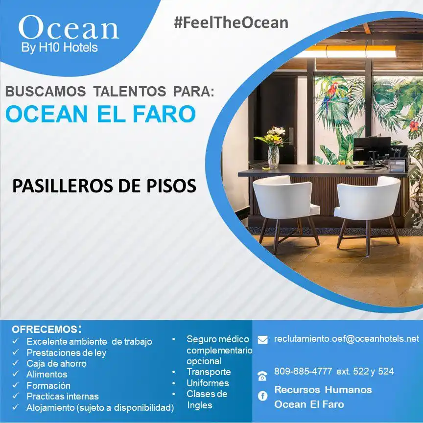 Image from Disi Mota Publicidad Empleos: Uvero Alto reclutamiento.oef@oceanhotels.net 809-685-4777 ext. 522 y...