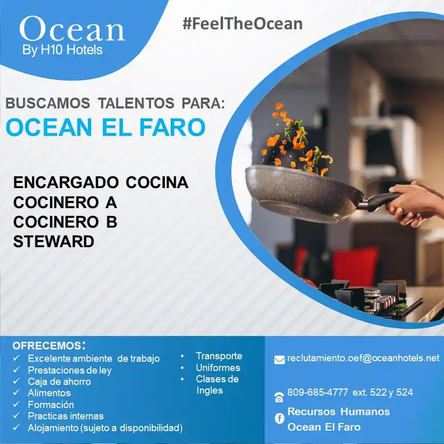 Image from Disi Mota Publicidad Empleos: Uvero Alto reclutamiento.oef@oceanhotels.net 809-685-4777 ext. 522 y...