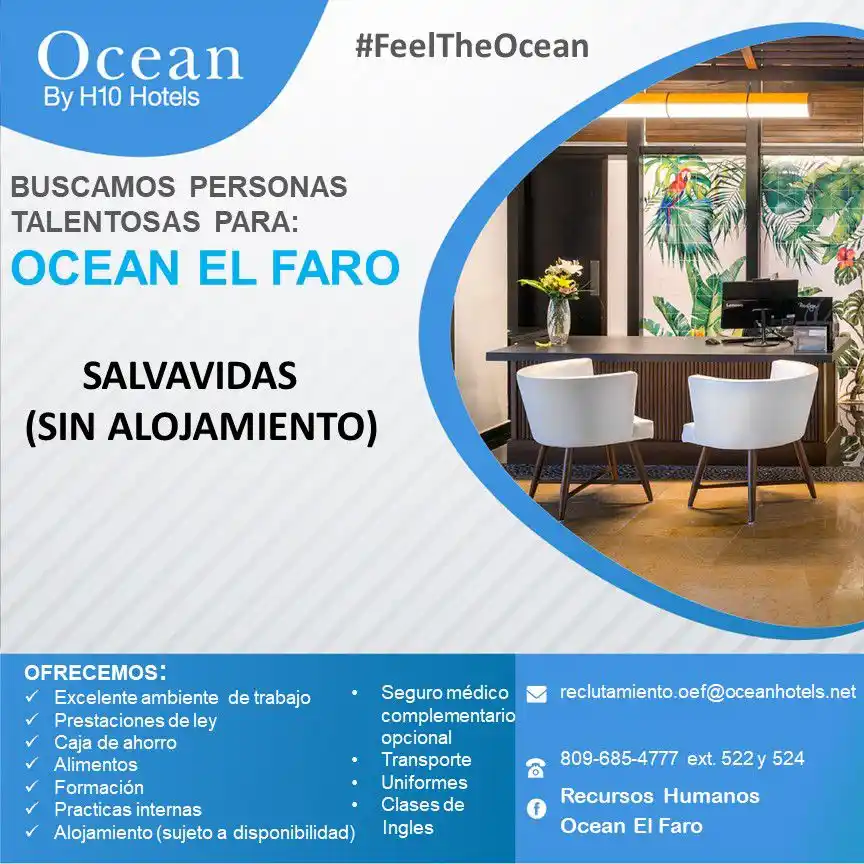 Image from Disi Mota Publicidad Empleos: Uvero Alto reclutamiento.oef@oceanhotels.net 809-685-4777 ext. 522 y...