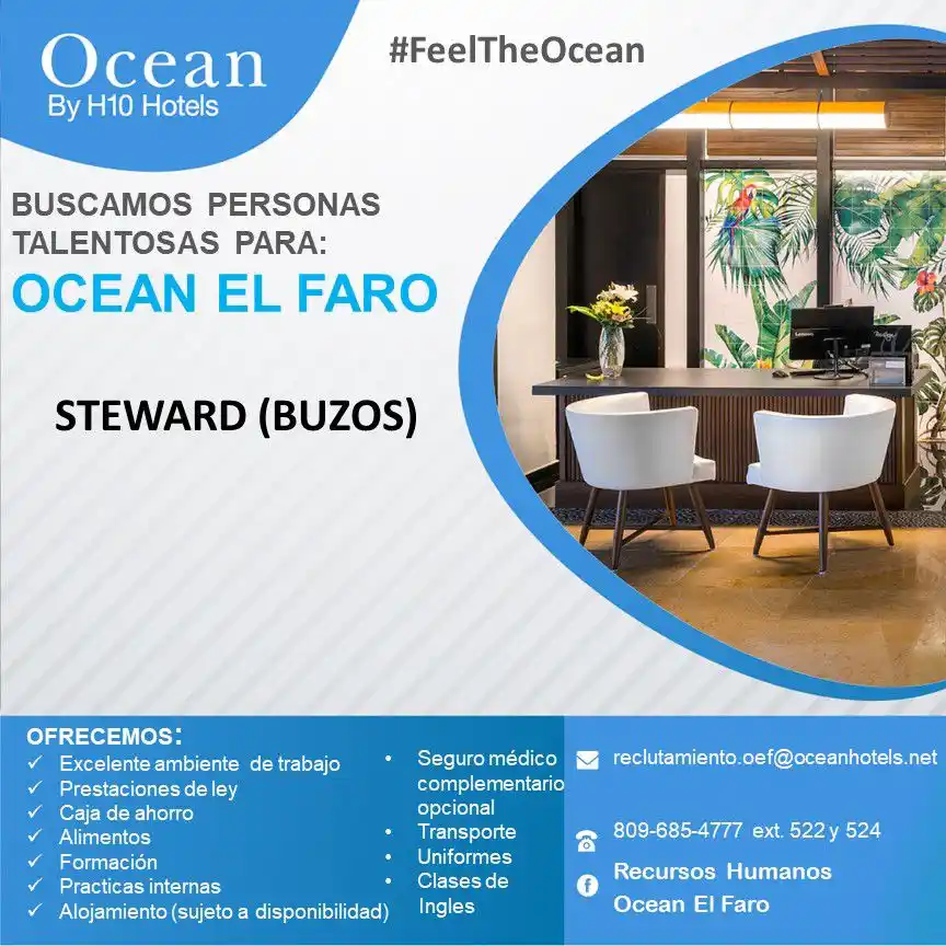 Image from Disi Mota Publicidad Empleos: Uvero Alto reclutamiento.oef@oceanhotels.net 809-685-4777 ext. 522 y...