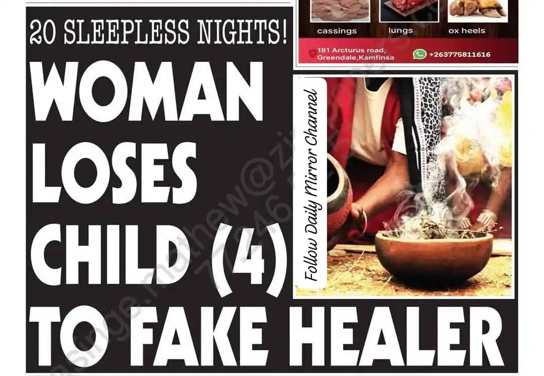 Image from Daily Mirror News: *(🌕) WOMAN LOSES CHILD (4) TO FAKE HEALER* Priscilla Mbombo, of Job...