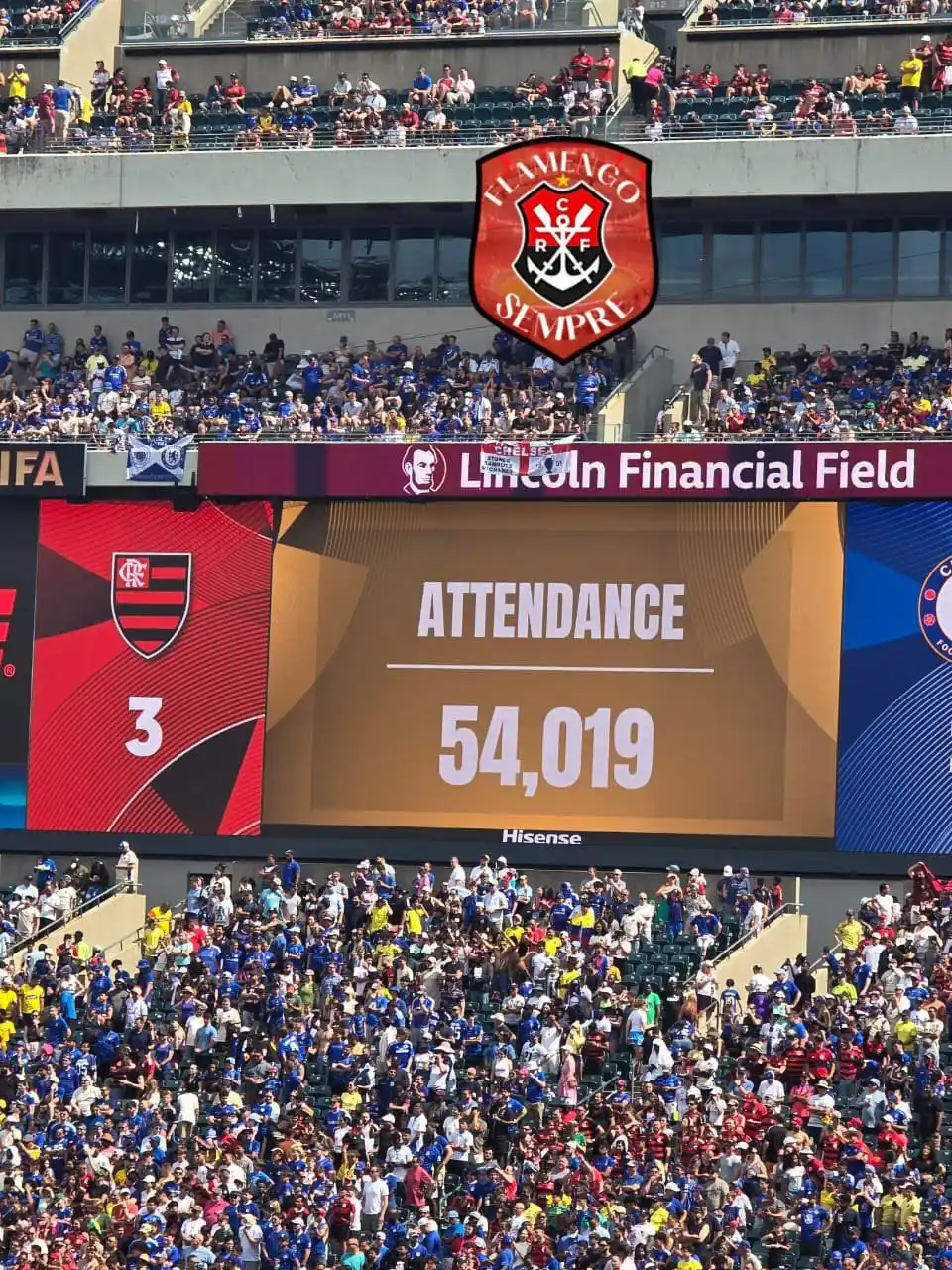 Image from FLAMENGO SEMPRE: 54,019 torcedores no Lincoln Financial Field assistindo a vitória do F...