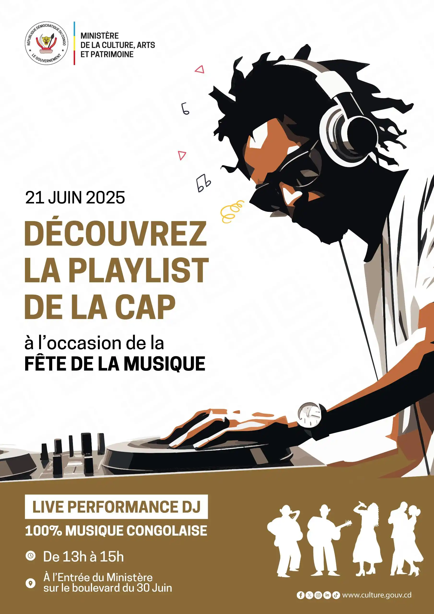 Image from Ministère de la Culture, Arts et Patrimoine: Aujourd'hui, 21 juin, le monde entier vibre au rythme de la musique.  ...