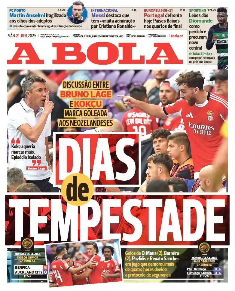 Image from A BOLA: Bom dia, A capa de hoje 🗞️ 21/06/2025 Acompanha tudo aqui 👉🏻 htt...