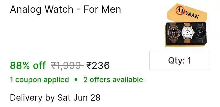 Image from FLIPSHOPE - Deals and Offers: 🔥COMBO Men Watches ₹236  👉https://fs9.in/t1gtya...