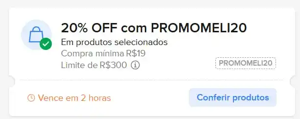 Image from Vizzuali Ofertas: Cupom Mercado Livre em Selecionados  20% OFF, max. R$300 OFF - PROMOME...