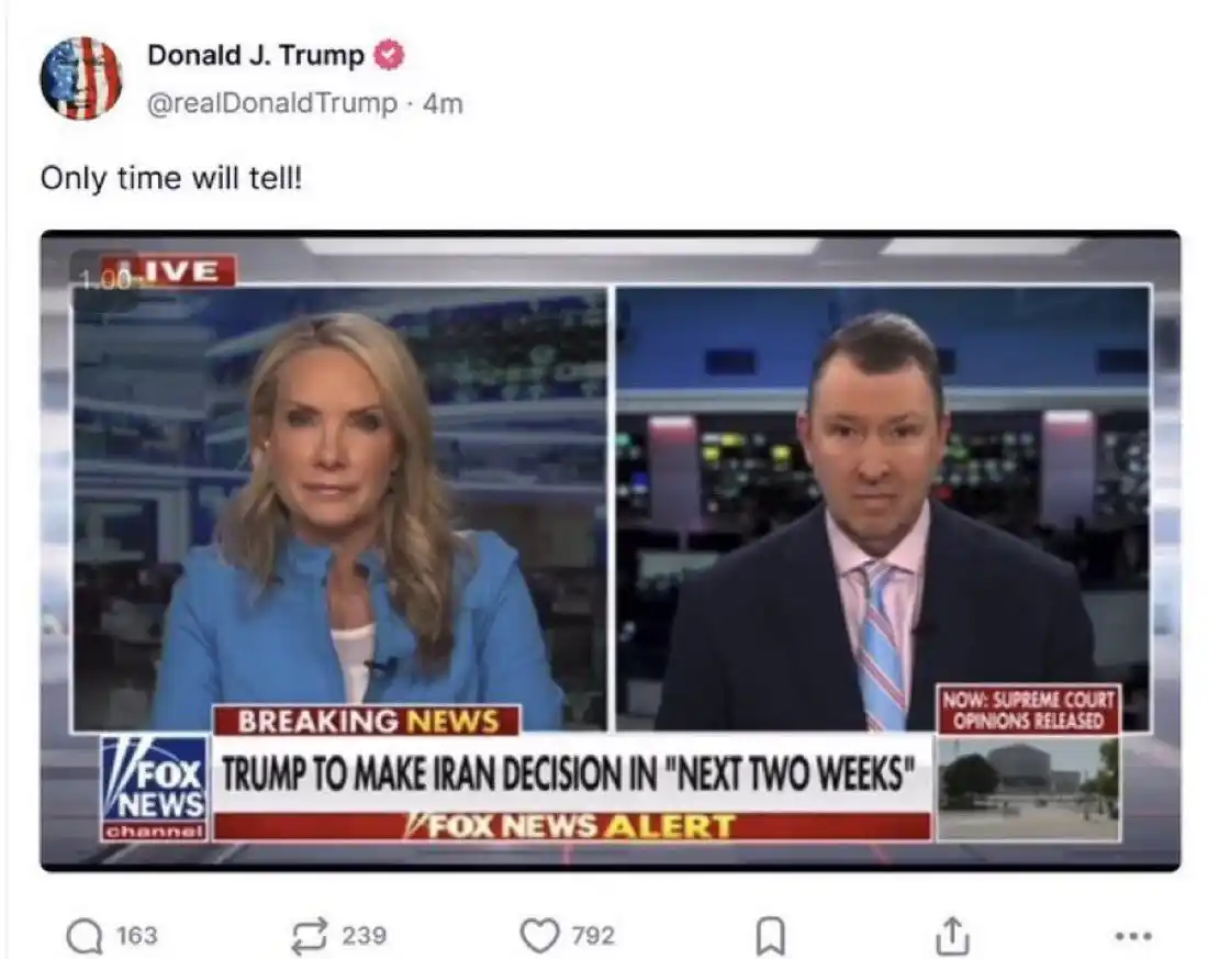 Image from Onedio: Donald Trump, FOX News’ta kendisi hakkında yapılan “İran’ı iki haftalı...