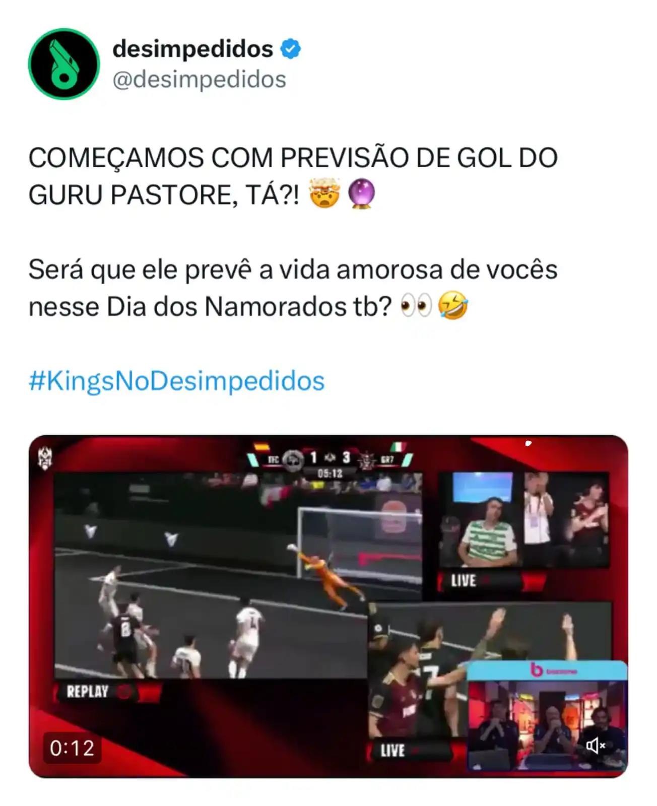 Image from Desimpedidos: *ESSA É SÓ PRA QUEM TÁ ACOMPANHANDO O MUNDIAL DA KINGS 👀*  Como assim...
